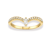 Load image into Gallery viewer, Marquise Style Yellow Gold Wedding Band with Diamonds
