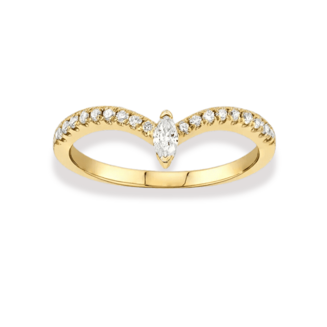 Marquise Style Yellow Gold Wedding Band with Diamonds