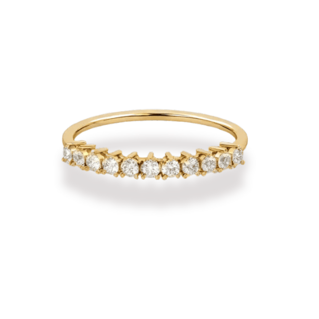 Three Claw Setting Style Yellow Gold Wedding Band