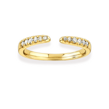 Load image into Gallery viewer, Yellow Gold Merging Wedding Band with Diamonds
