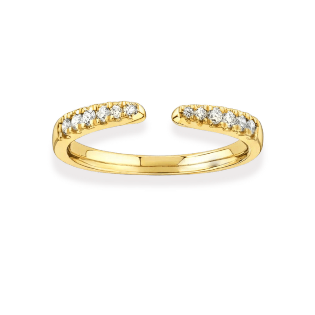 Yellow Gold Merging Wedding Band with Diamonds