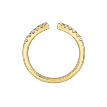 Load image into Gallery viewer, Yellow Gold Merging Wedding Band with Diamonds
