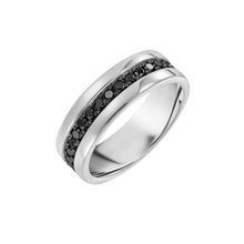 Load image into Gallery viewer, All the Way Around Black Diamonds Wedding Band
