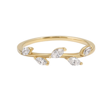 Load image into Gallery viewer, Leaf Style Wedding Band with Marquise Shape Diamonds
