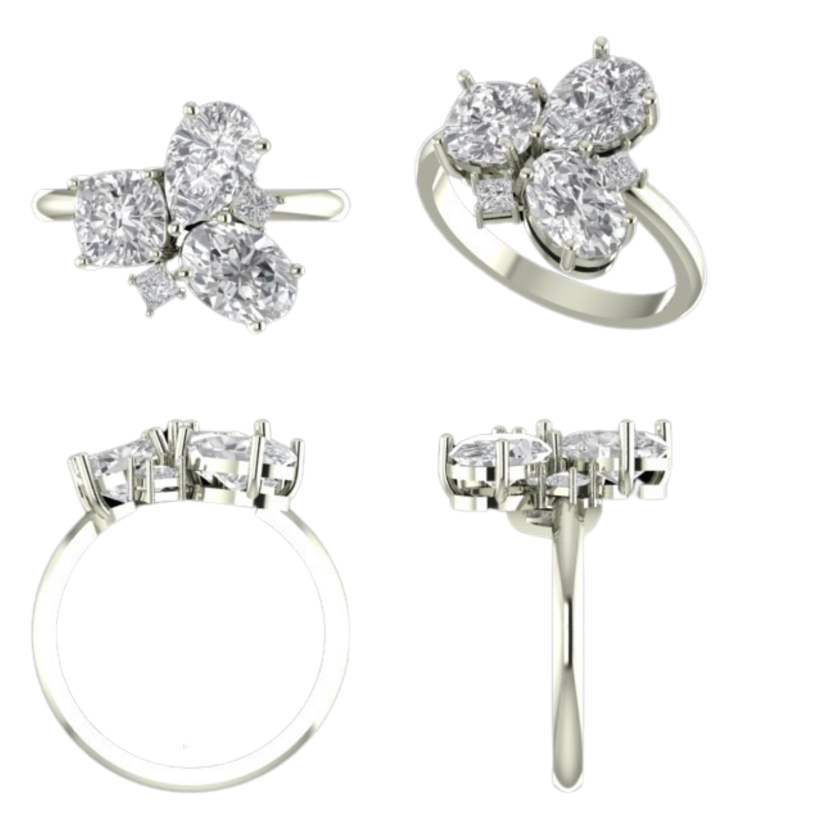 Lab Grown Three Stone  Engagment Ring
