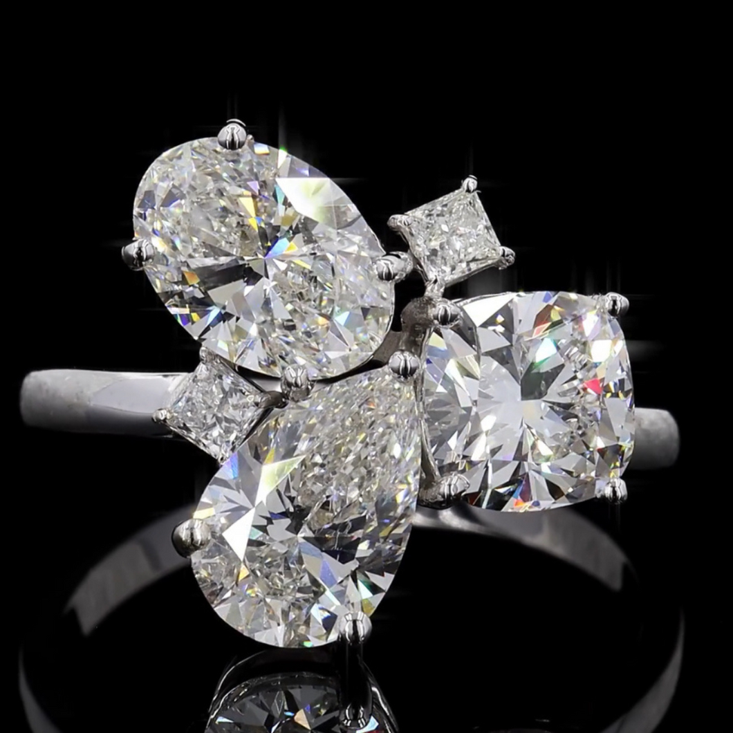 Lab Grown Three Stone  Engagment Ring