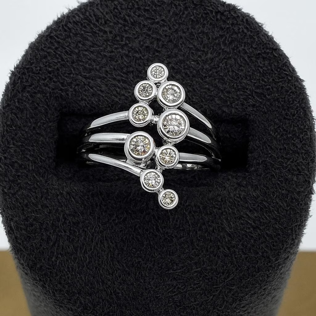Sparkling Bubbles Bezel Ring: 9ct White Gold or Yellow Gold, 0.34ct Natural Diamonds