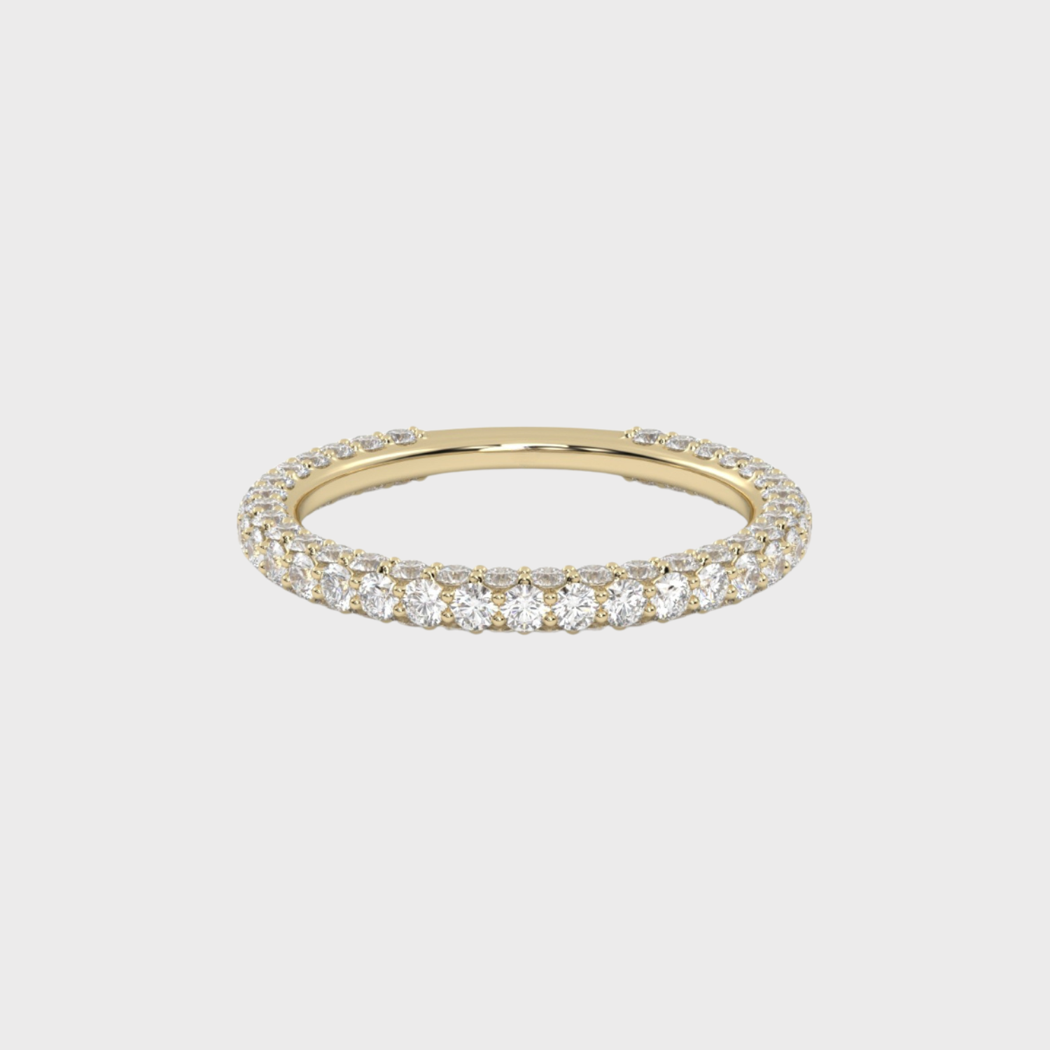 All Sides Set Diamonds Yellow Gold Wedding Band