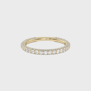 All Sides Set Diamonds Yellow Gold Wedding Band