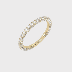 All Sides Set Diamonds Yellow Gold Wedding Band