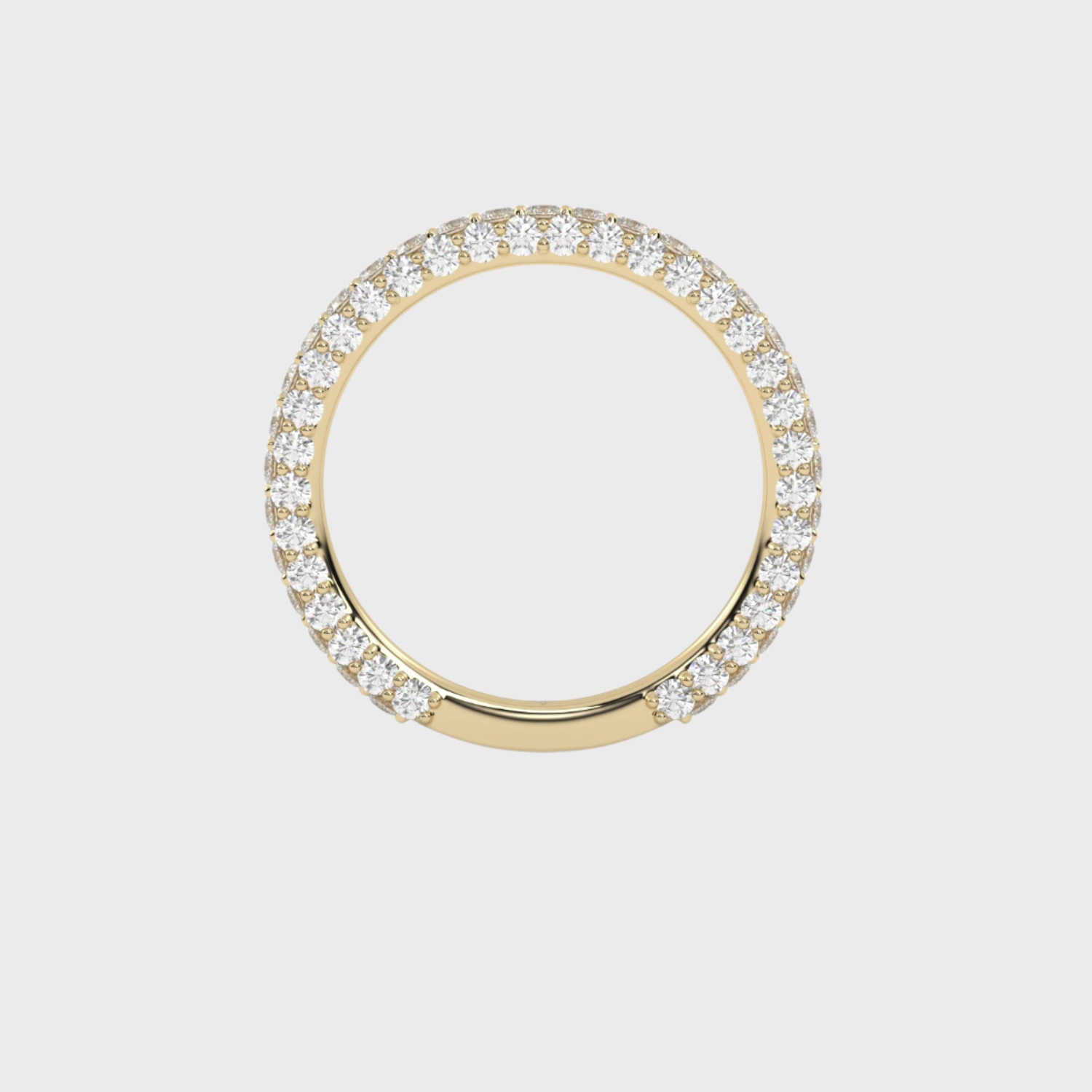 All Sides Set Diamonds Yellow Gold Wedding Band