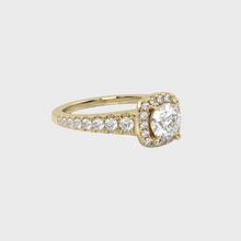 Load image into Gallery viewer, Cut Claw Halo Yellow Gold  Engagment Ring
