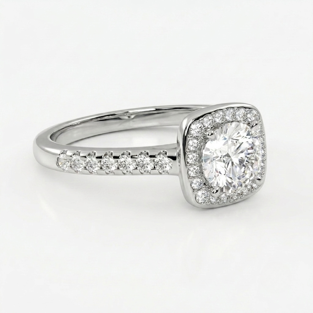 Pave Halo Engagment Ring