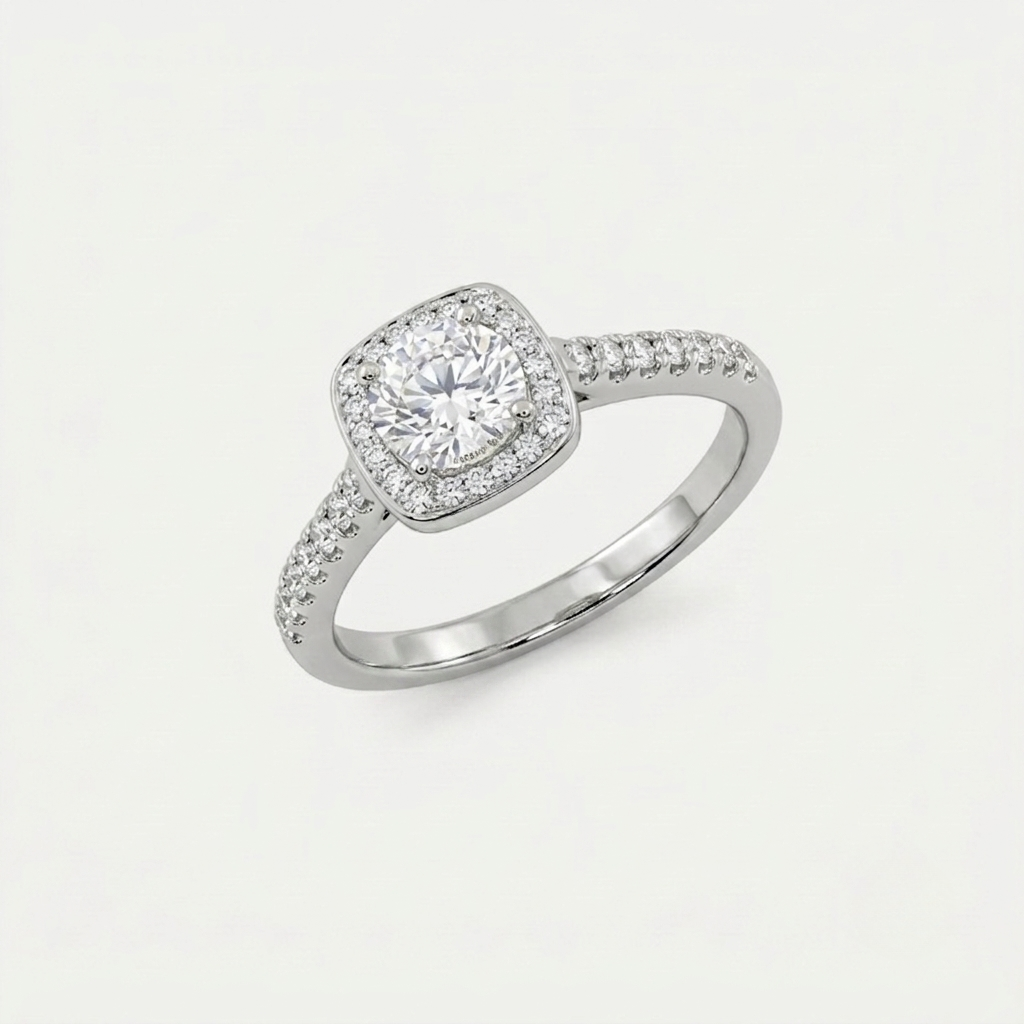 Pave Halo Engagment Ring