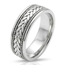 Load image into Gallery viewer, Handbraided &amp; Knotted 18k White Gold 8mm Wedding Band
