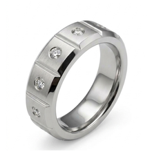 Load image into Gallery viewer, Handmade 18k Solid White Gold Bezel Set Diamond 8mm Wedding RIng
