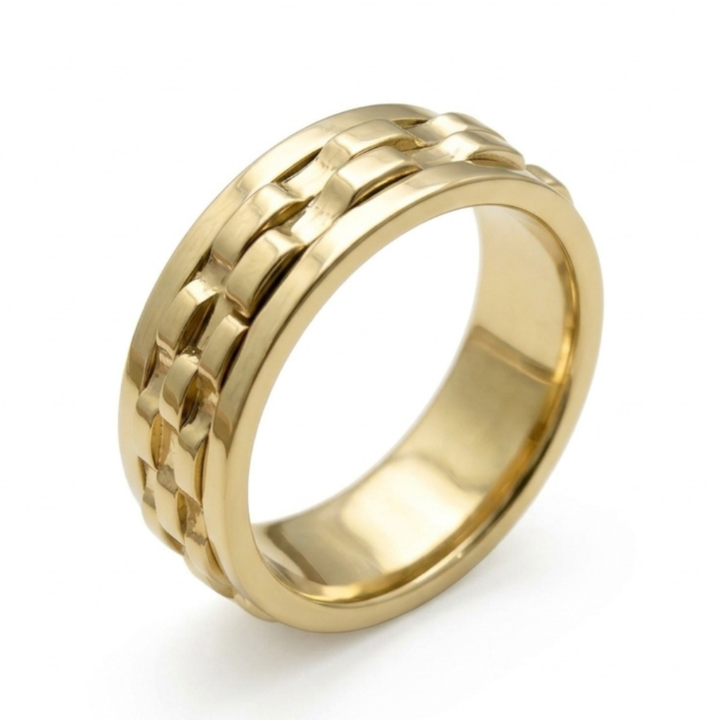 Handmade 18K Yellow Gold Spinning 8mm Wedding Ring