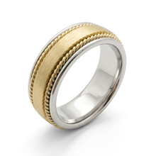 Load image into Gallery viewer, Handmade 18k Two-Tone Yellow gold &amp; White Gold Braided 8mm Wedding Band
