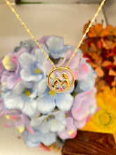 Load image into Gallery viewer, Pink Sapphire 9ct Gold Mother &amp; Child Pendant Necklace, Diamond Halo
