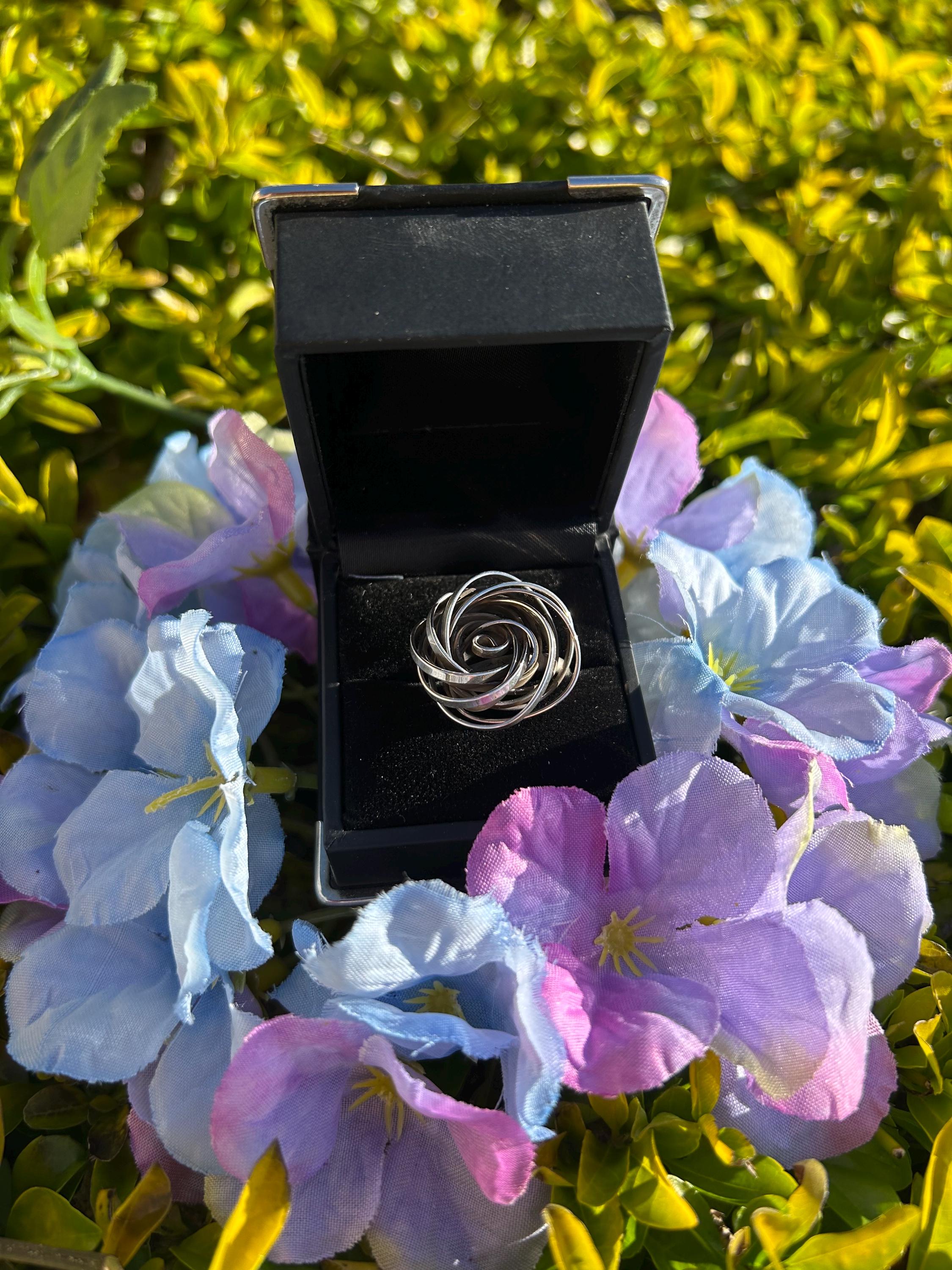 Sterling Silver Rose Ring | Sculpted Floral Statement Jewelry