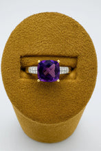 Load image into Gallery viewer, Midnight Violet Solid Gold Amethyst Ring with Diamond Accents
