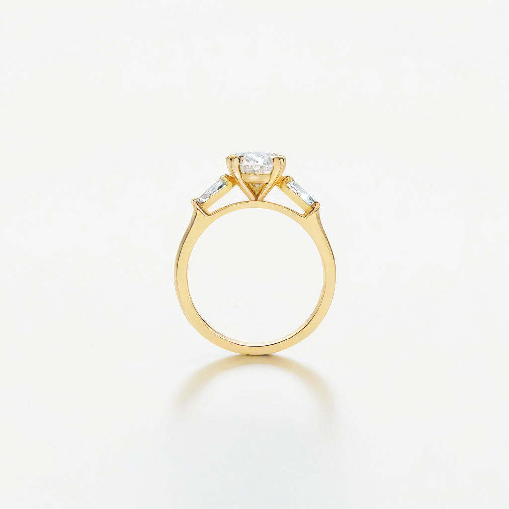 Yellow Gold  2 ct Plus Oval Shape and Pear Shape Sides  Engagment Ring