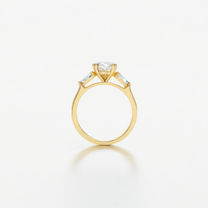 Yellow Gold  2 ct Plus Oval Shape and Pear Shape Sides  Engagment Ring