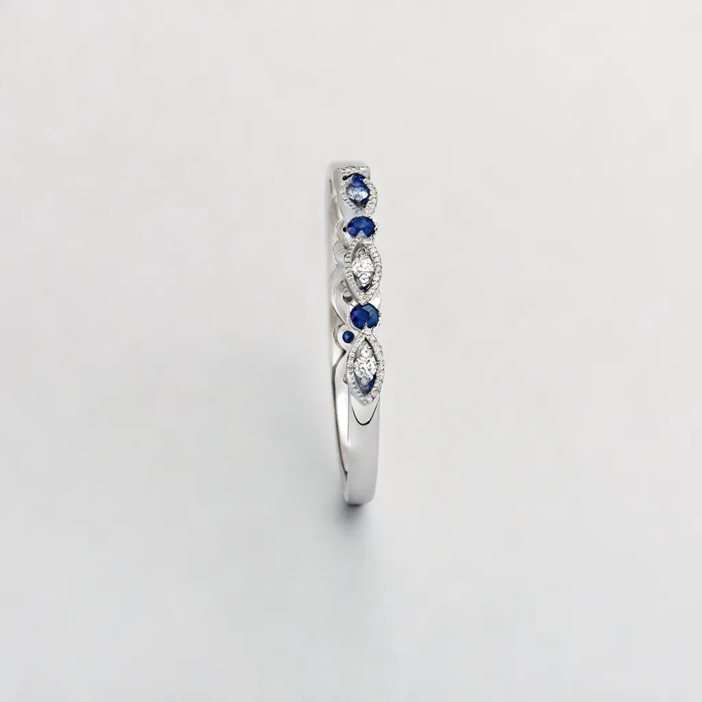 Mezmerising Wedding Band with Ocean Blue Sapphires