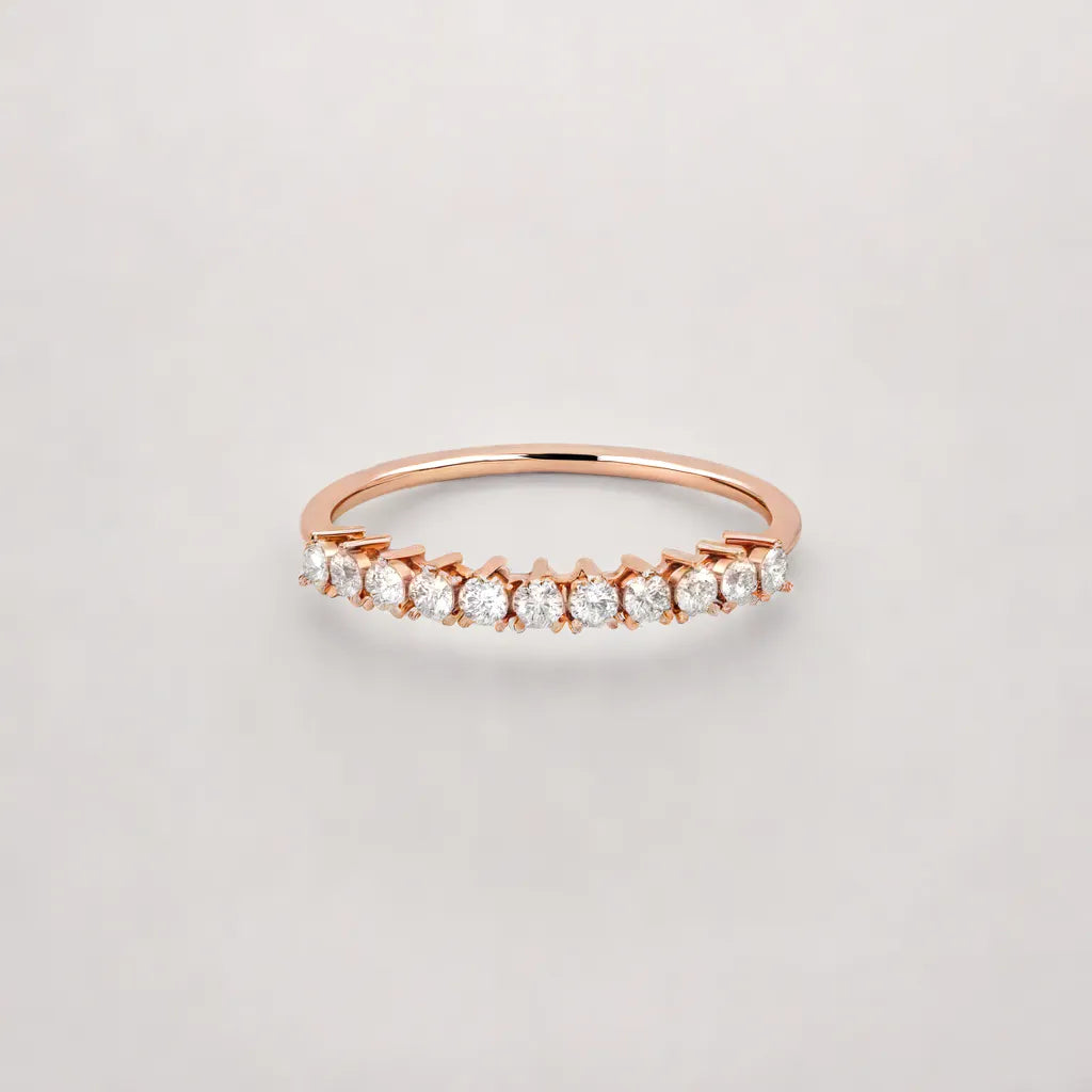 Three Claw Setting Style Rose Gold Wedding Band