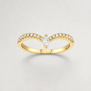 Marquise Style Yellow Gold Wedding Band with Diamonds