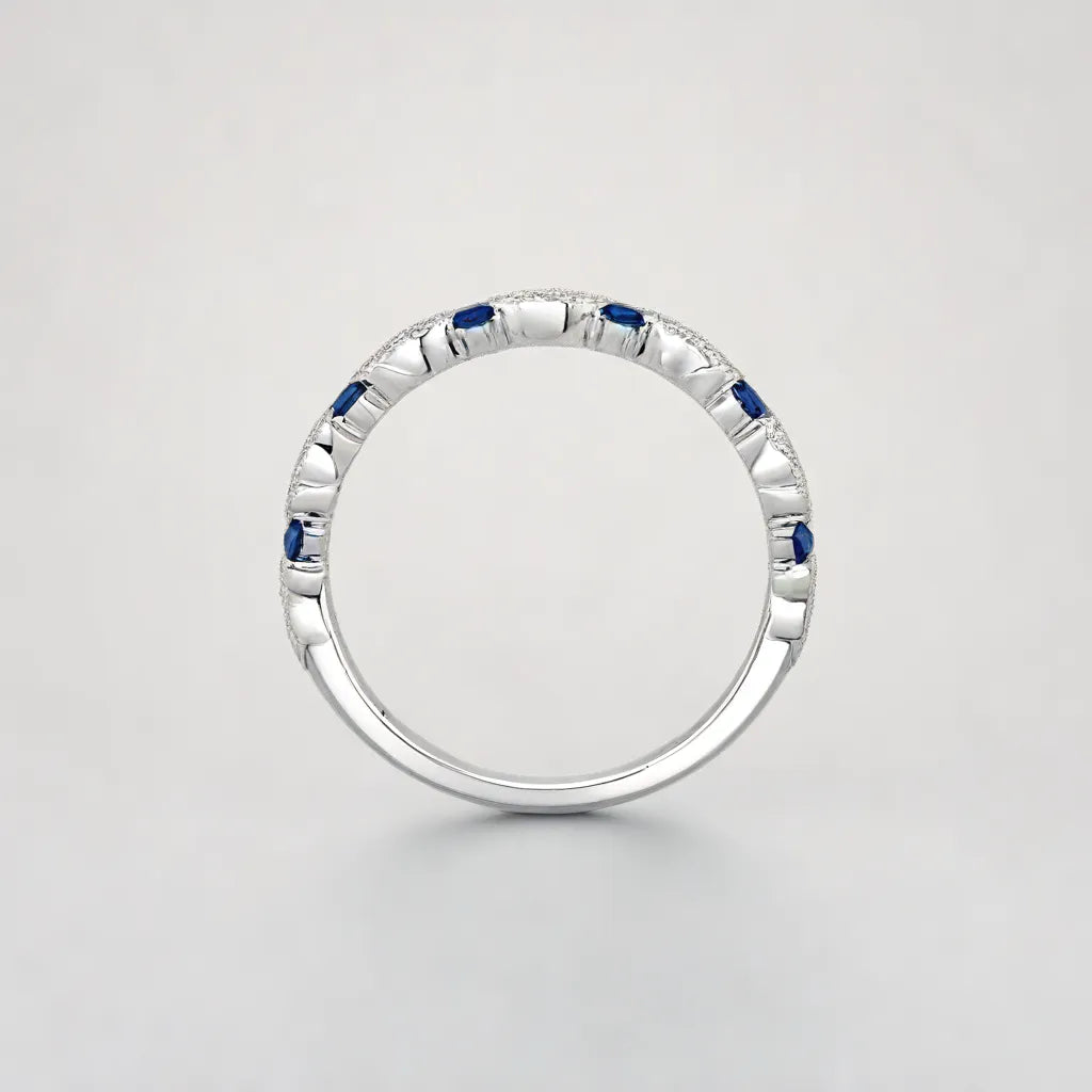Mezmerising Wedding Band with Ocean Blue Sapphires