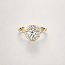 Load image into Gallery viewer, Double Halo Yellow Gold Engagment Ring
