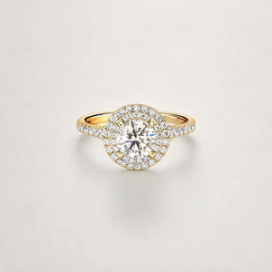 Double Halo Yellow Gold Engagment Ring