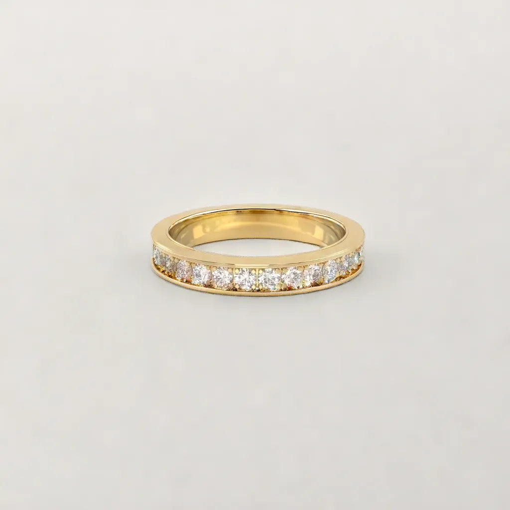 Bead Set Pave Yellow Gold Wedding Band