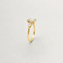 Load image into Gallery viewer, Yellow Gold  2 ct Plus Oval Shape and Pear Shape Sides  Engagment Ring
