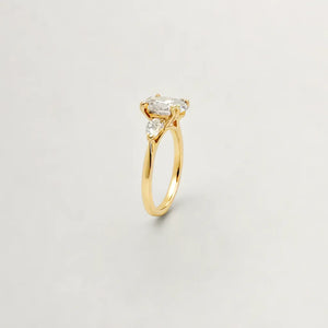 Yellow Gold  2 ct Plus Oval Shape and Pear Shape Sides  Engagment Ring