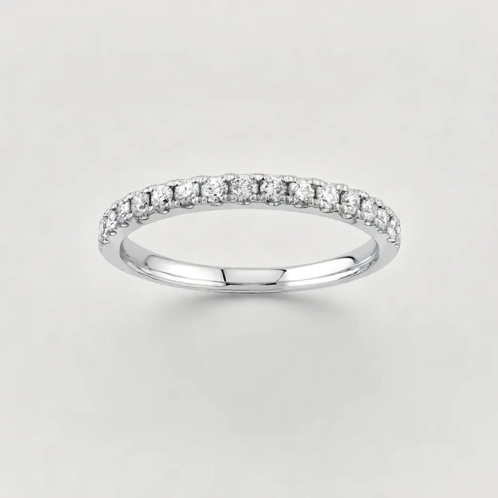 White Gold Wedding Band with Diamonds