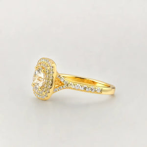 Double Halo Yellow Gold Engagment Ring