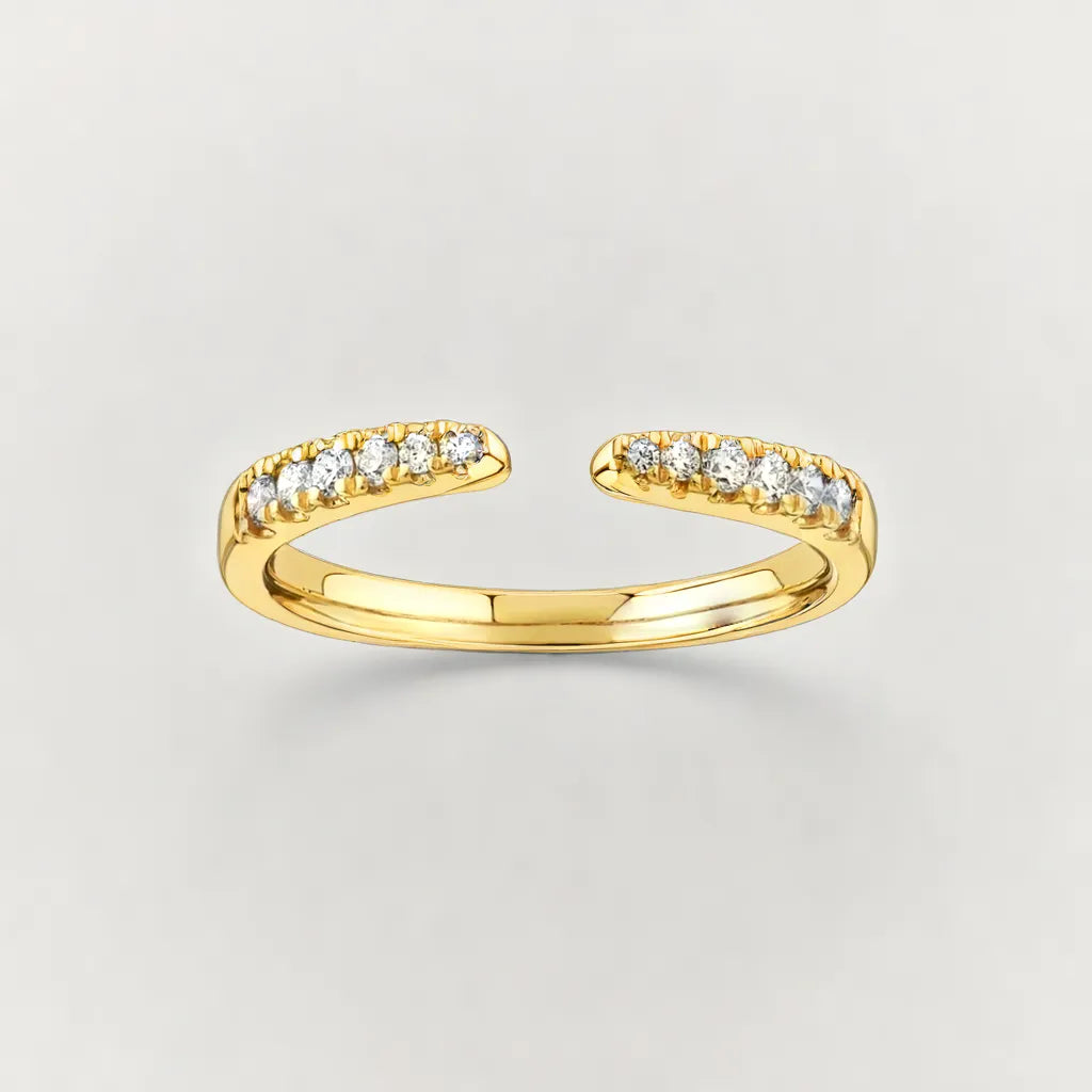 Yellow Gold Merging Wedding Band with Diamonds