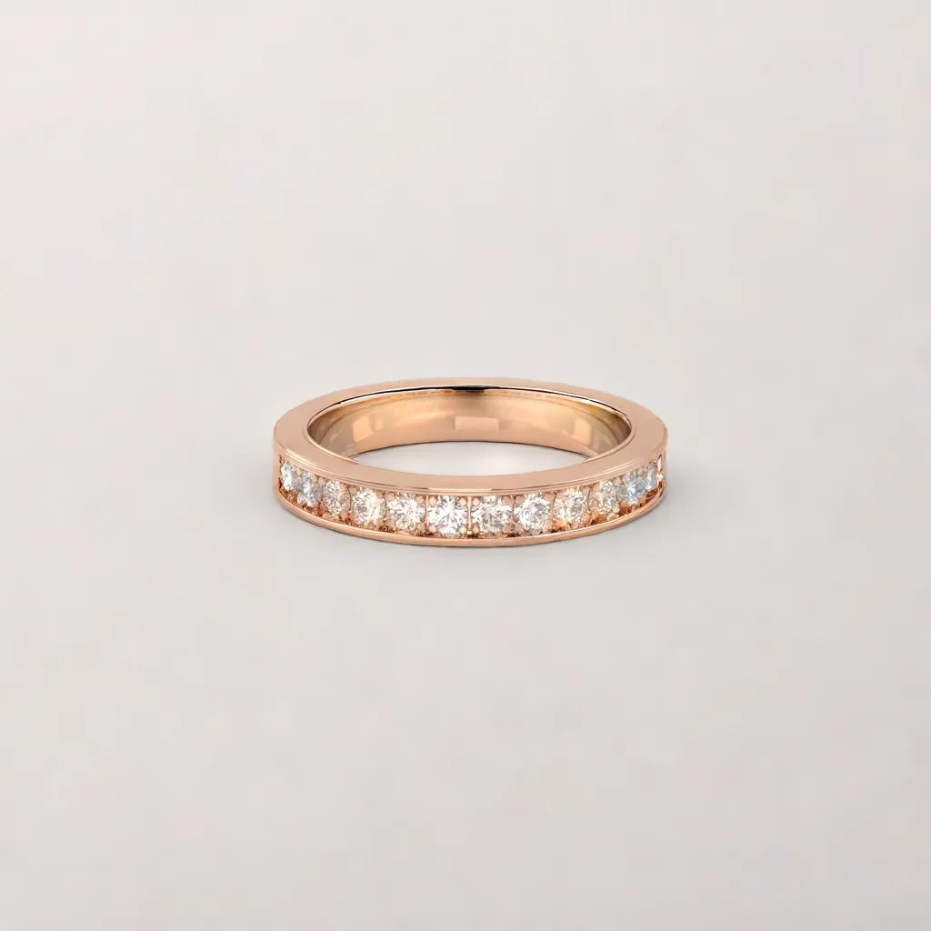 Bead Set Pave Rose Gold Wedding Band
