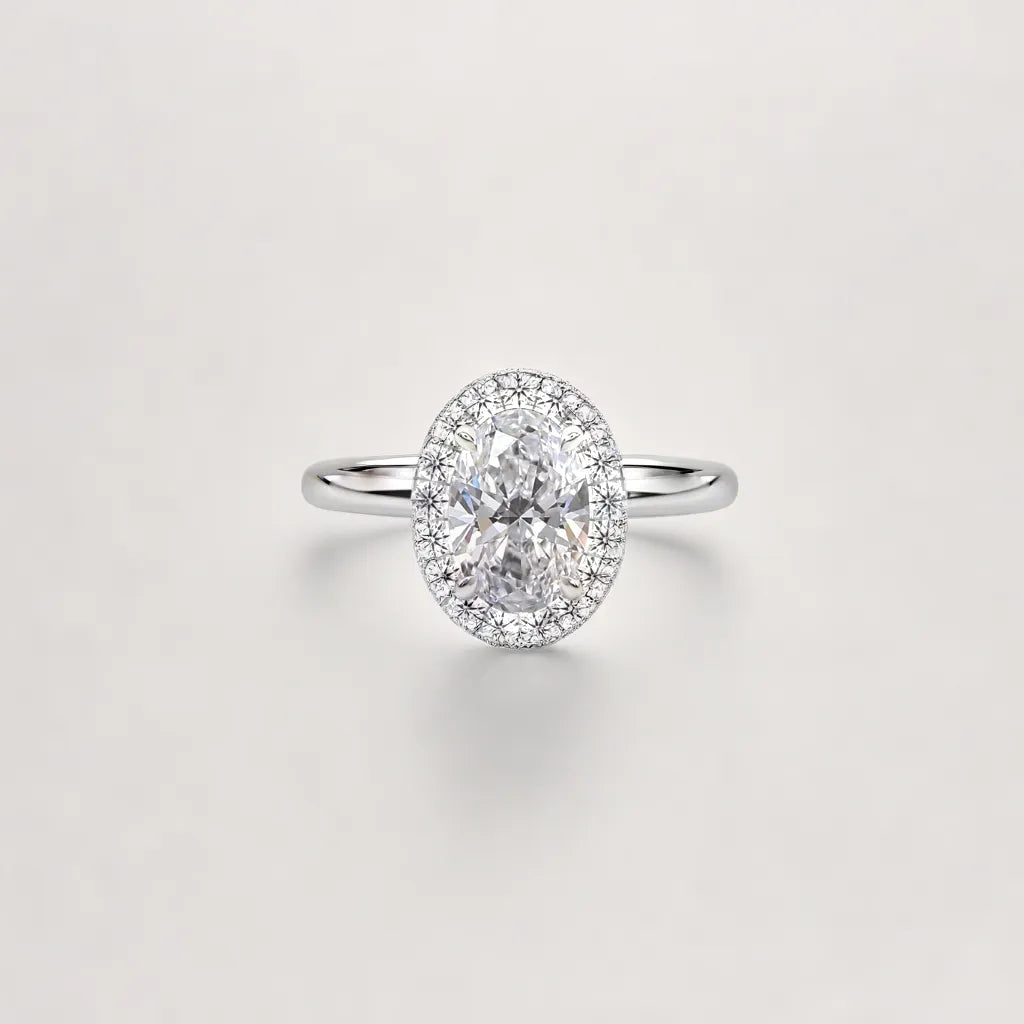 Halo Oval Shape Engagment Ring