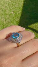 Load and play video in Gallery viewer, 18K Solid Yellow Gold Swiss Blue Topaz Ring All Natural Stones
