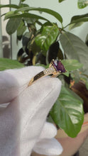 Load and play video in Gallery viewer, Midnight Violet Solid Gold Amethyst Ring with Diamond Accents
