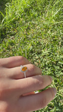 Load and play video in Gallery viewer, 1.16 Carat Oval Orange Sapphire Engagement Ring in 18K White Gold,
