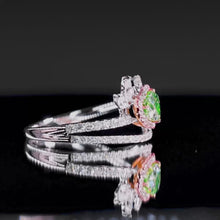 Load and play video in Gallery viewer, Natural Green Diamond Flower Ring
