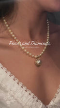 Load and play video in Gallery viewer, 14K Solid Yellow Gold Mabe Pearl &amp; Natural Diamond Pendant Necklace
