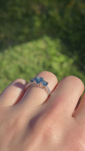 Load and play video in Gallery viewer, White Gold London Blue Topaz &amp; Diamond Trilogy Ring – Natural
