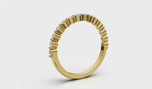 Load and play video in Gallery viewer, Yellow Gold Half Eternity Band with 14 Diamonds (0.295ct) Shared Claw Setting
