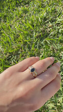Load and play video in Gallery viewer, 14K Yellow Gold Australian Sapphire &amp; Natural Diamonds Ring
