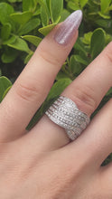 Load and play video in Gallery viewer, Natural Diamond Swirl Crossover Ring in 9ct White Gold | Wide Pavé &amp; Channel Set Diamond Ring
